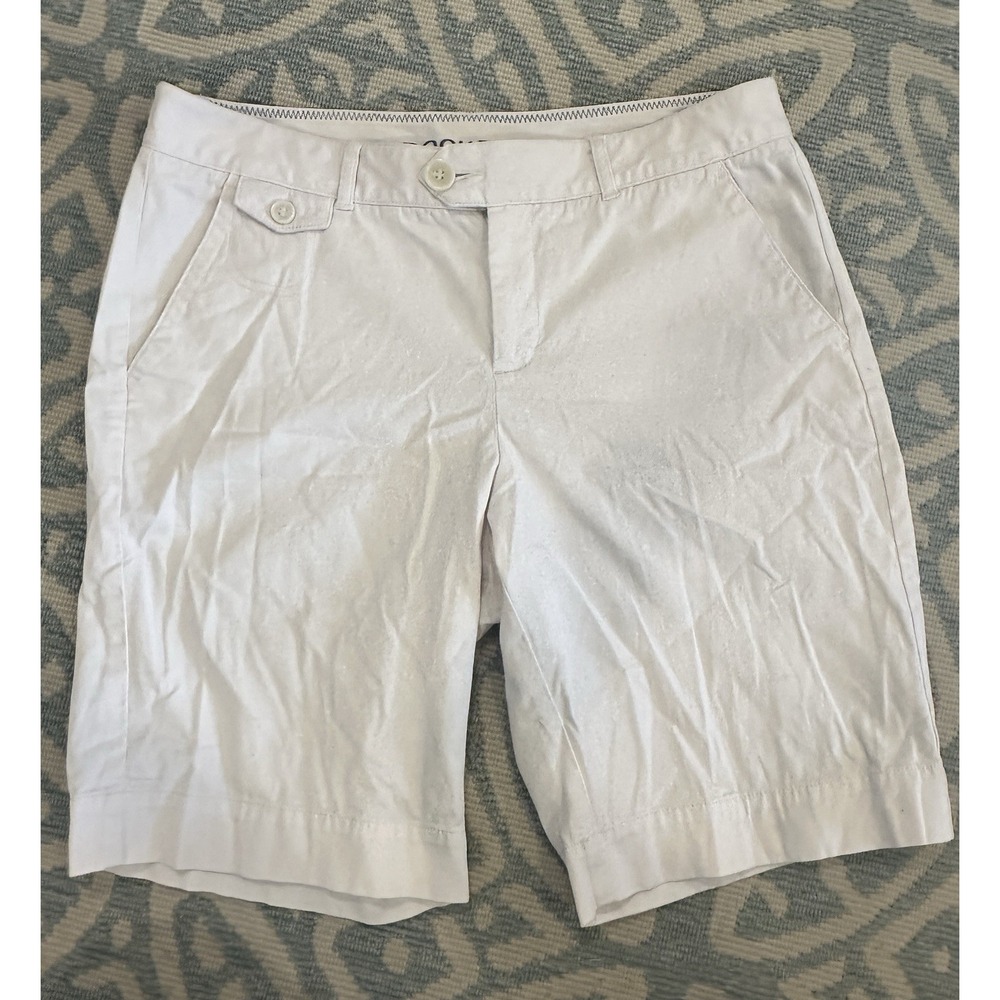Dockers White Bermuda Shorts Women Cotton Blend Stretch Casual Flat Front Sz‎ 10